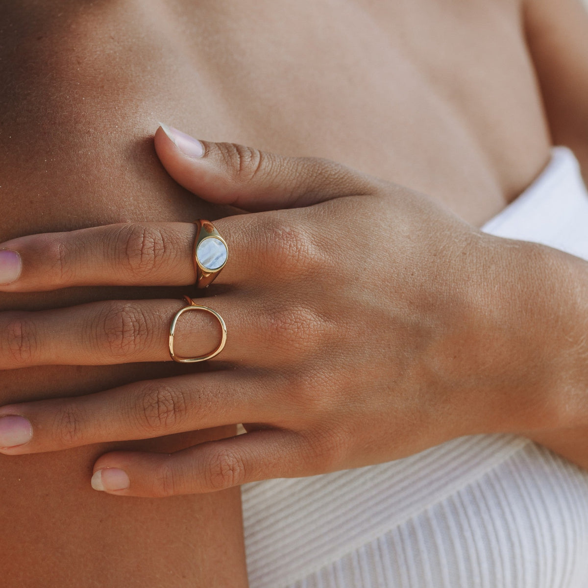 Bague Ovale Ouverte Femme Acier Inoxydable