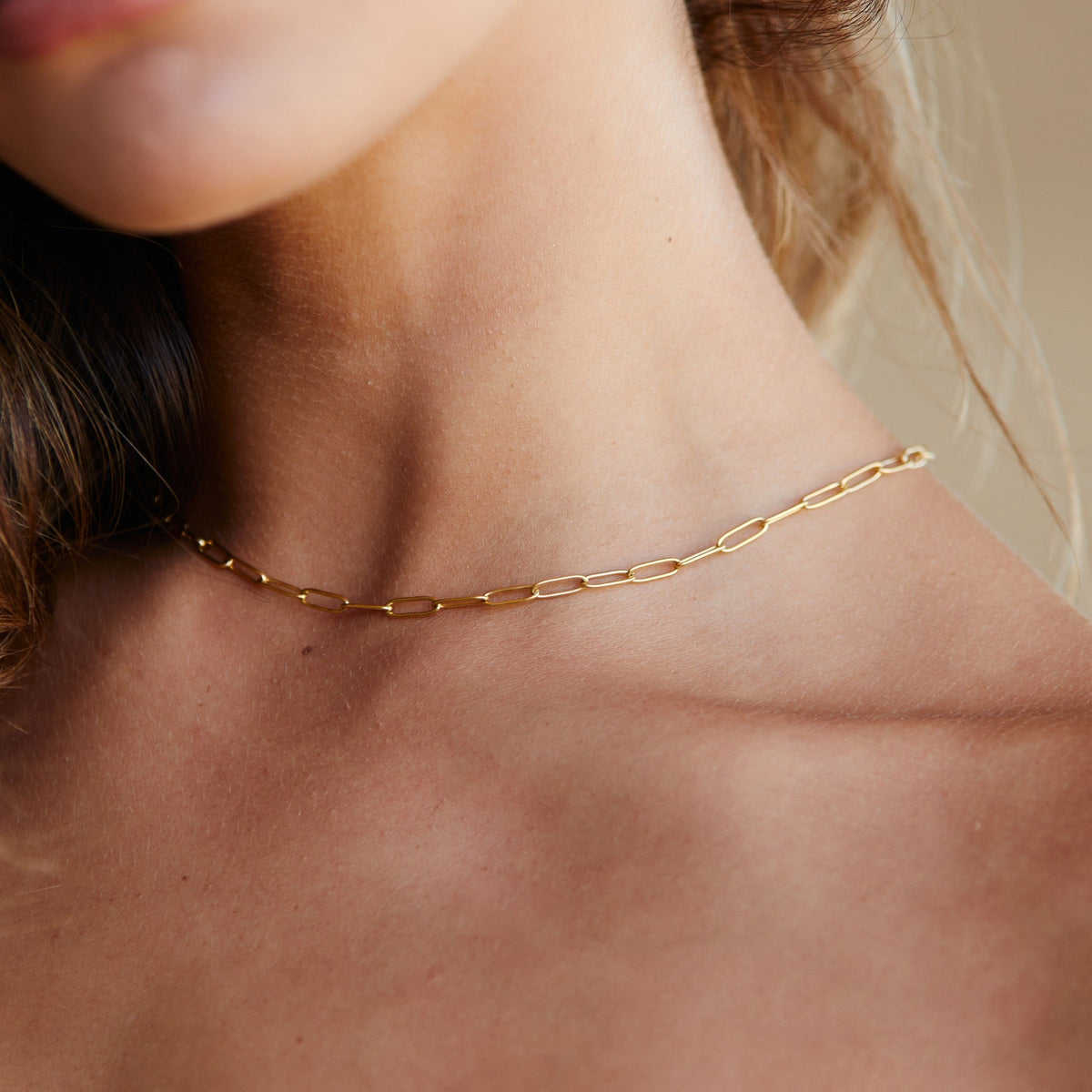 Collier Ras de Cou Maille Trombone Femme Acier Inoxydable