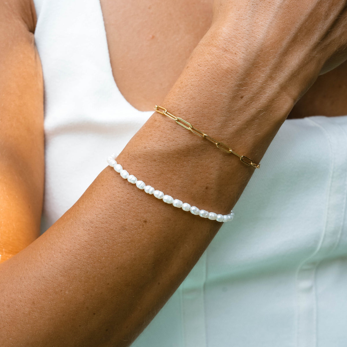 Bracelet Perles d'Eau Douce Femme Acier Inoxydable