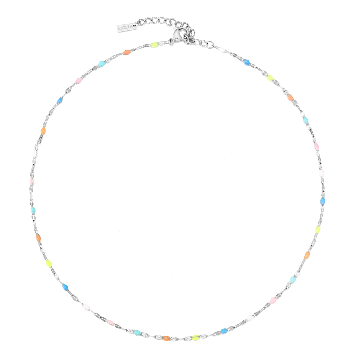 Collier Ras de Cou Émail Multicolore Femme Acier Inoxydable