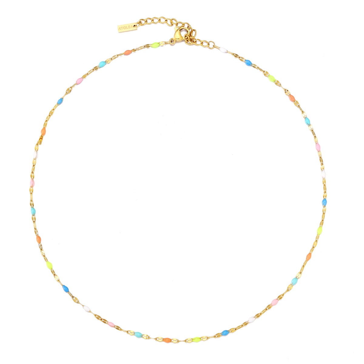 Collier Ras de Cou Émail Multicolore Femme Acier Inoxydable