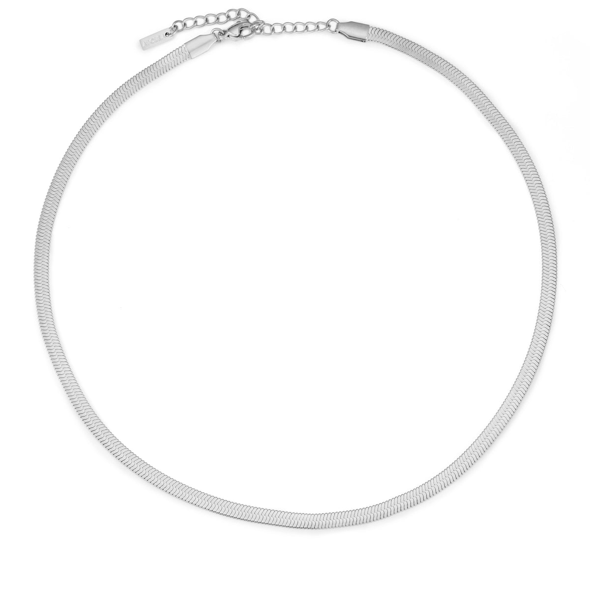 Collier Ras de Cou Maille Plate Femme Acier Inoxydable