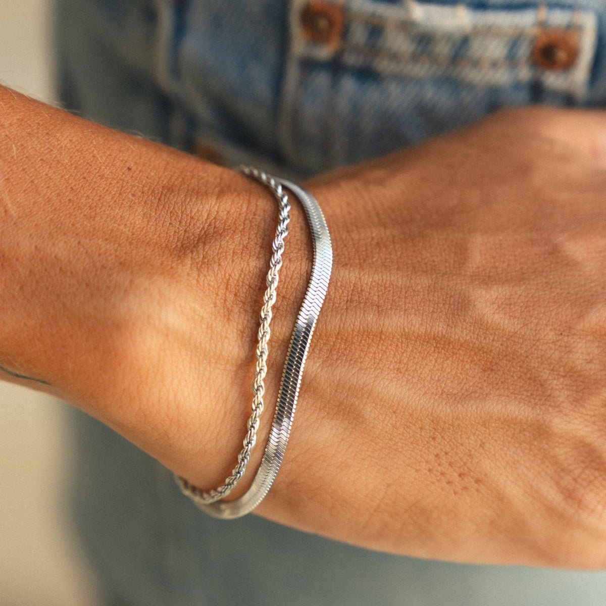 Bracelet Double Chaîne Femme Acier Inoxydable