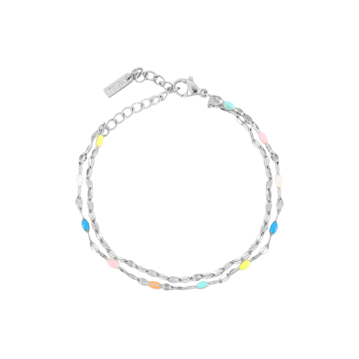 Bracelet Double Émail Multicolore Femme Acier Inoxydable