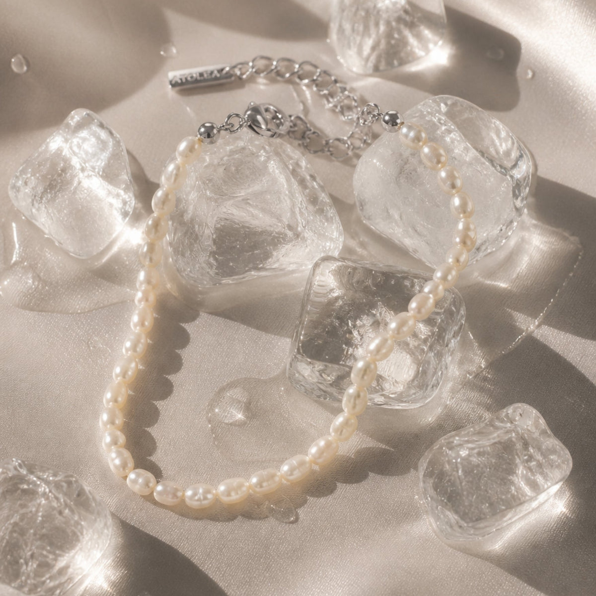 Bracelet Perles d'Eau Douce Femme Acier Inoxydable