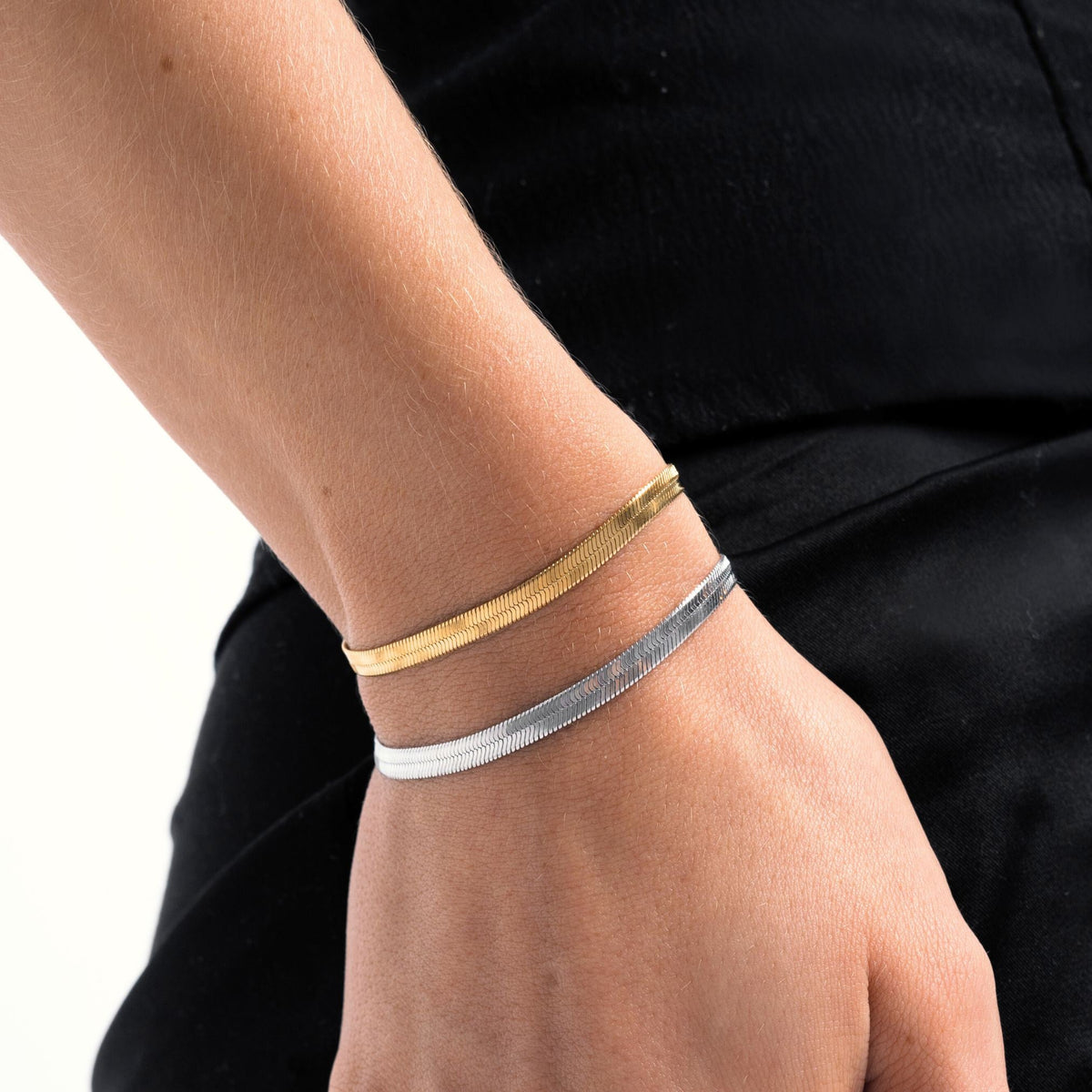 Bracelet Maille Plate Femme Acier Inoxydable