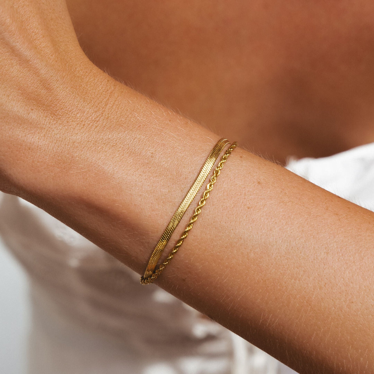 Bracelet Double Chaîne Femme Acier Inoxydable