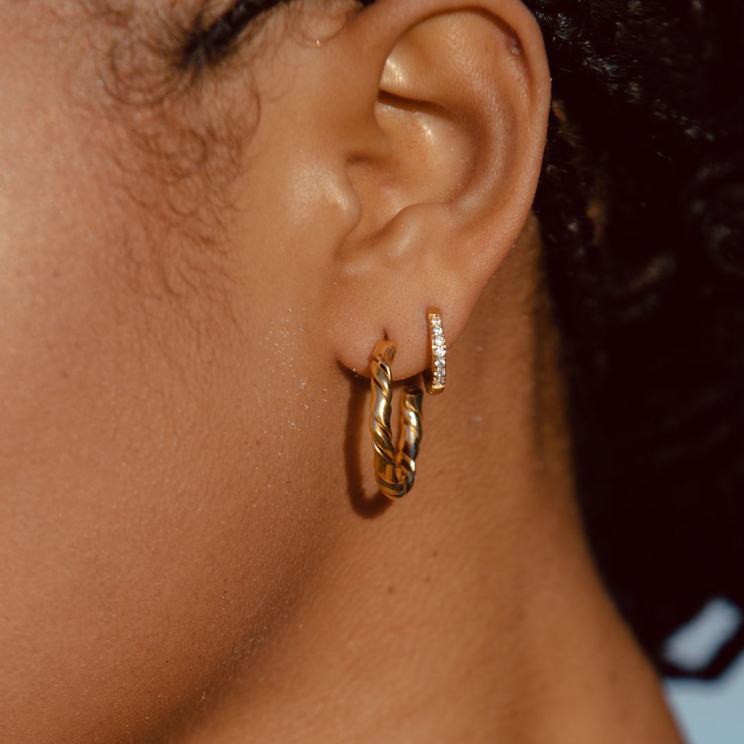 Mini Créoles Zircons Femme Acier Inoxydable