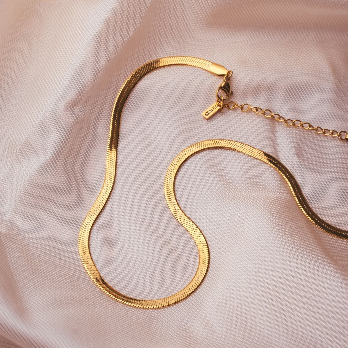 Collier Ras de Cou Maille Plate Femme Acier Inoxydable